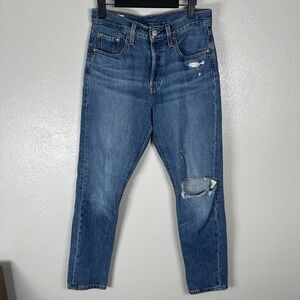 Levis 501 Premium Jeans‎ Womens Size 25x28 Button Fly Medium Wash Tapered Leg